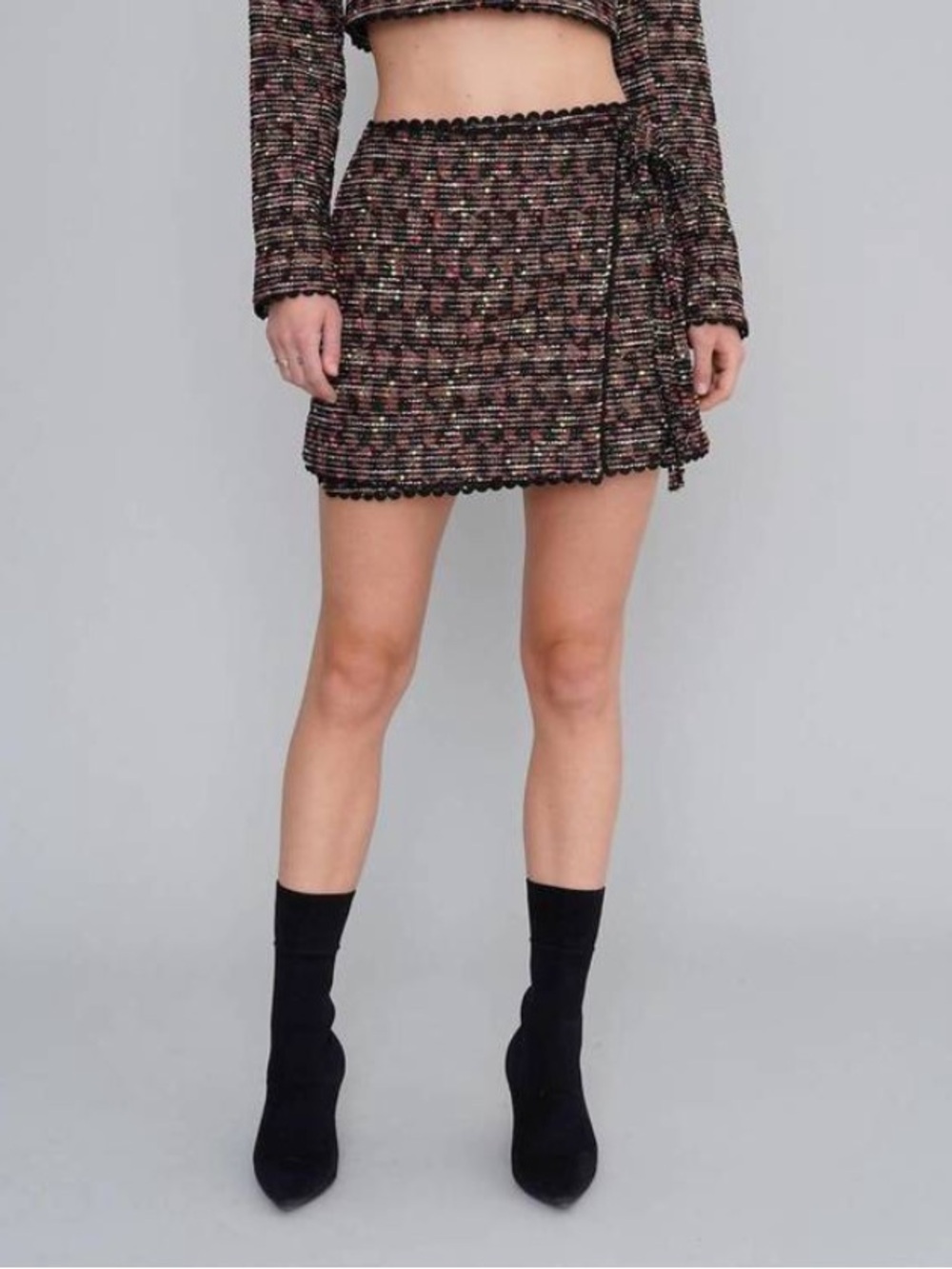 NEW LE SUPERBE wrap skirt in neon tweed size 10 medium